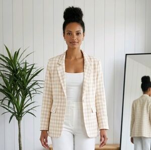 Lush Cream White Checkered Blazer Large